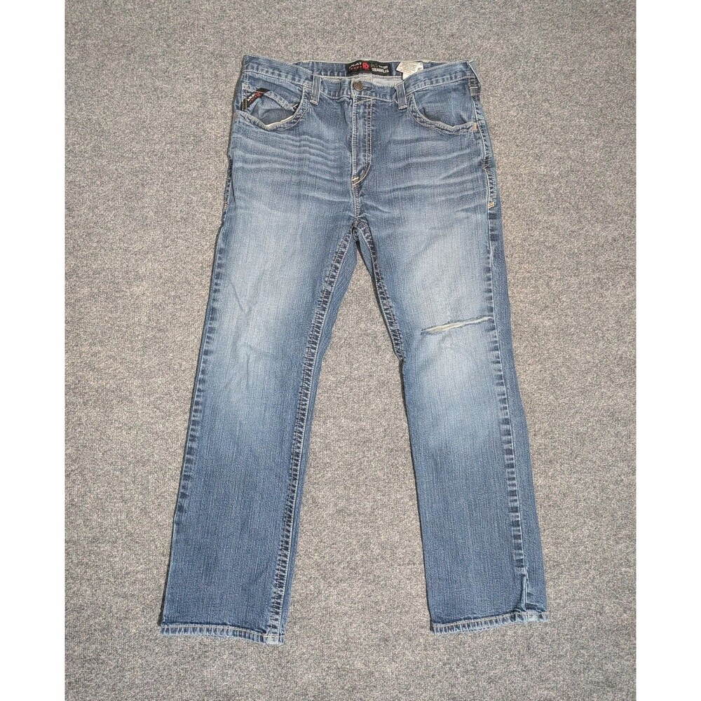 Ariat FR Jeans Mens 38x32 (36x31) M5 Straight Leg Denim Blue